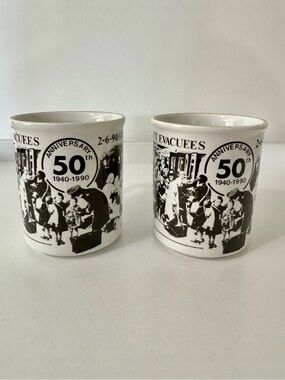 Anniversary 50th Commemorative White Golden Jubilee Ceramic Mug - Set of 2
